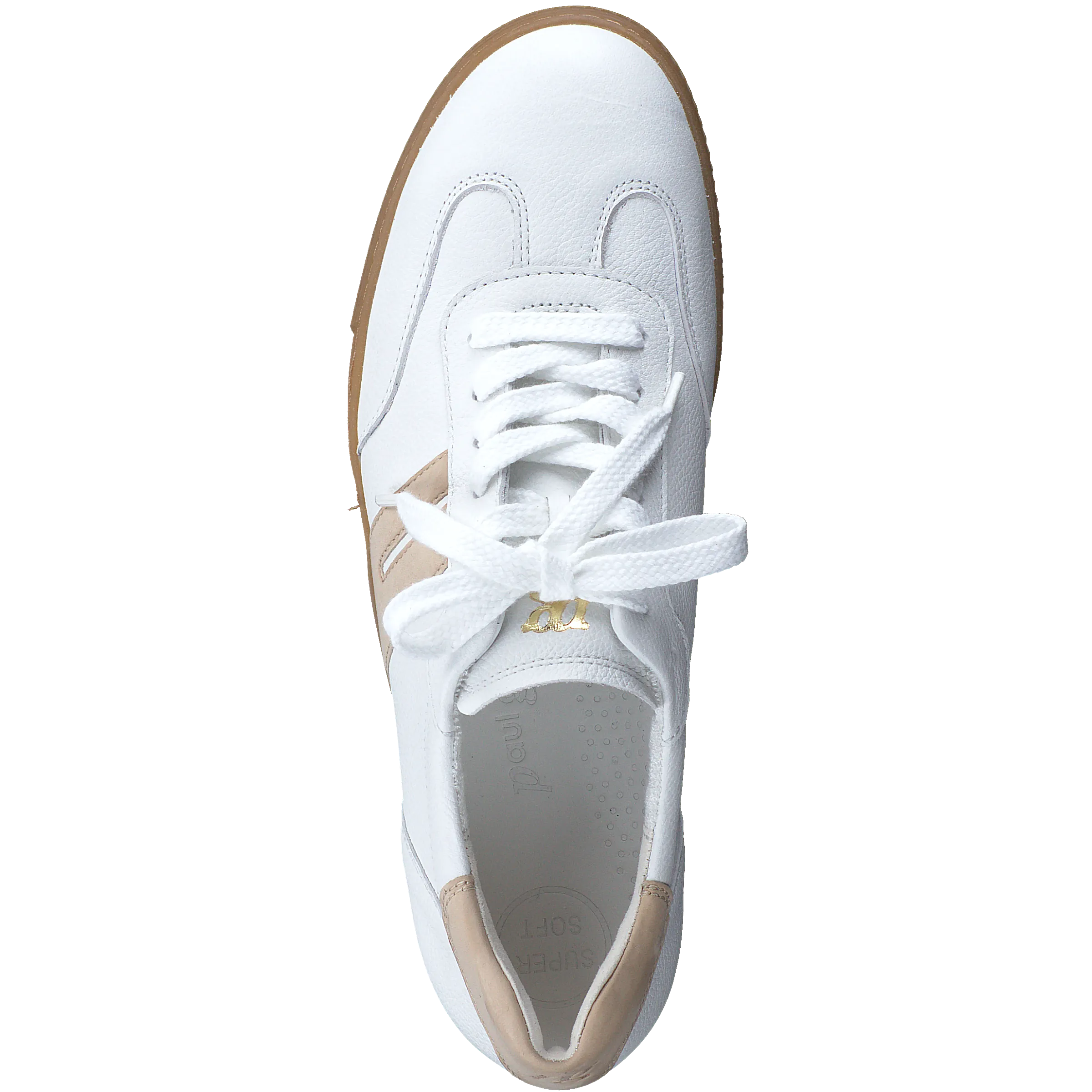 Paul Green Super Soft Flat Trainer - White/Beige