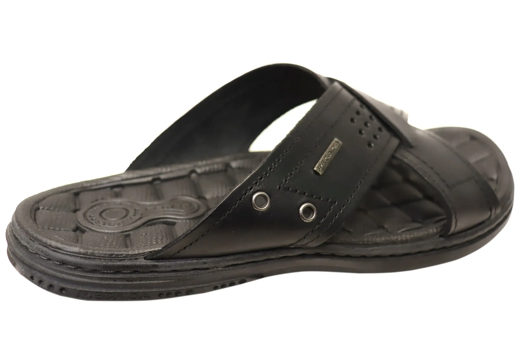 Pegada Perry Mens Comfortable Leather Slides Sandals Made In Brazil