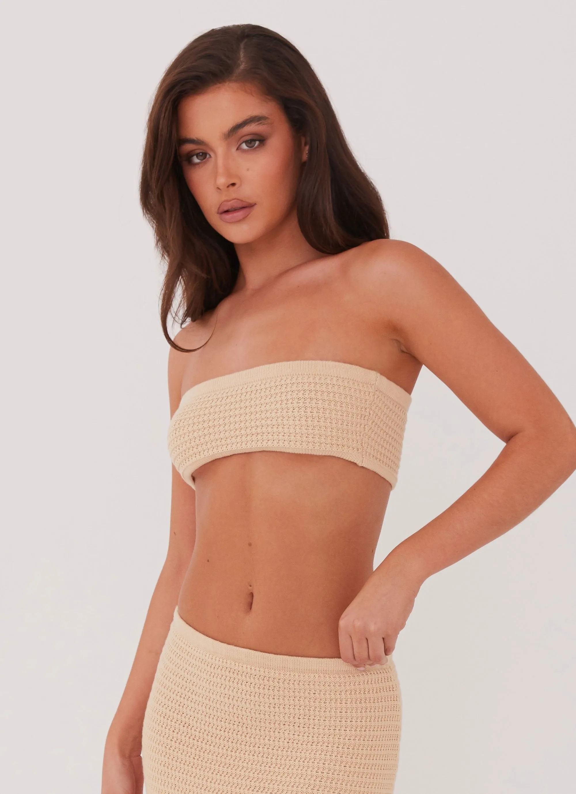 Peppermayo Beige Knit Bandeau Top - Emaline Design