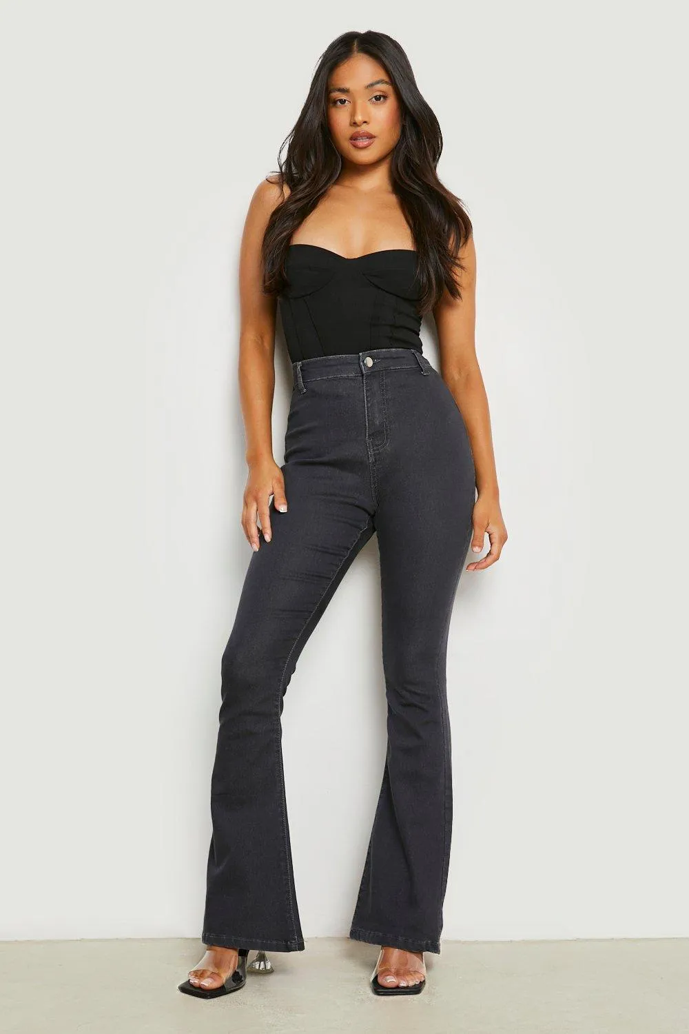 Petite High Waist Skinny Flared Jeans