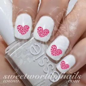 Pink Leopard Heart Nail Water Slide Decals