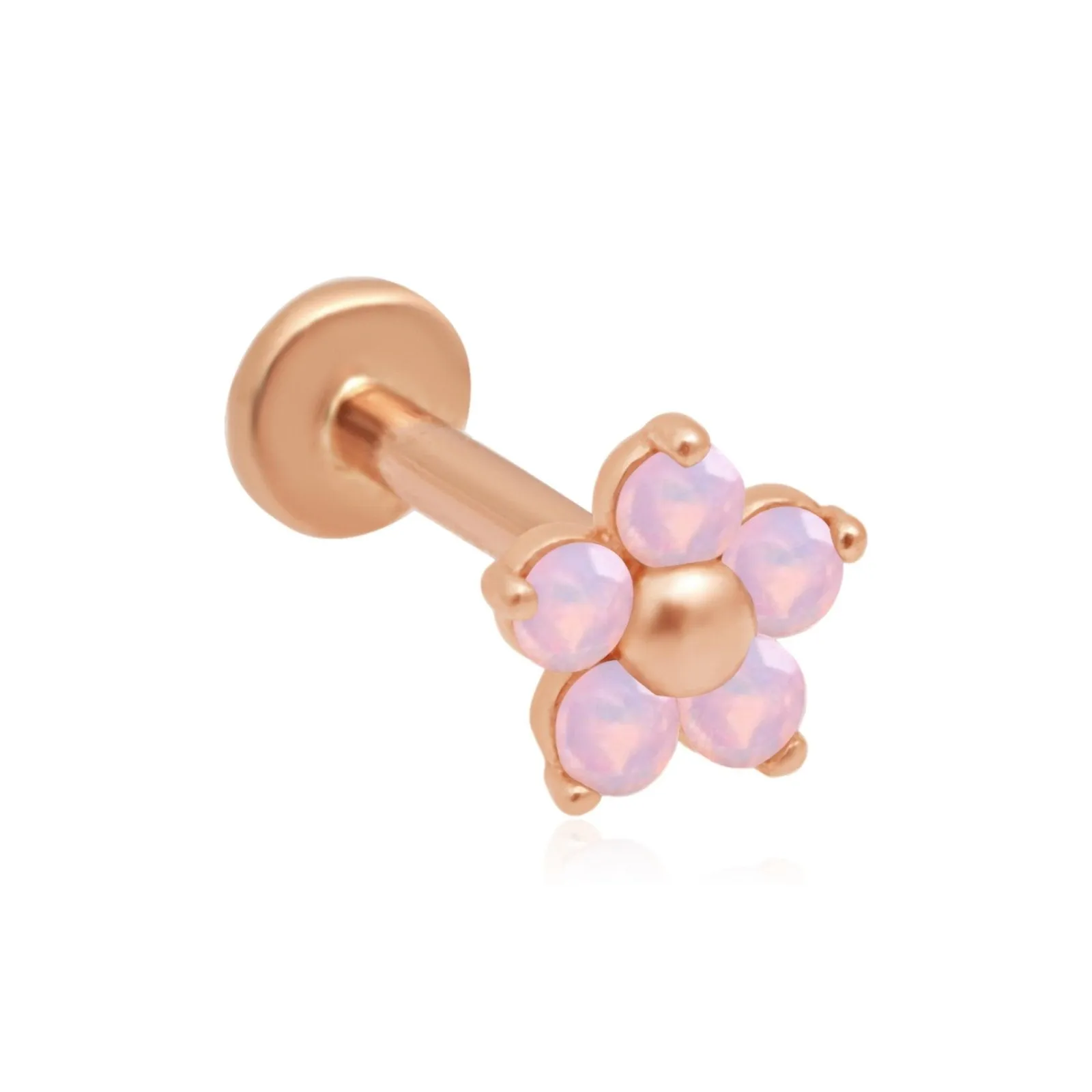 Pink Opal Flower Flat Stud