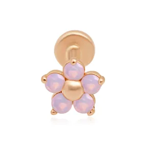 Pink Opal Flower Flat Stud