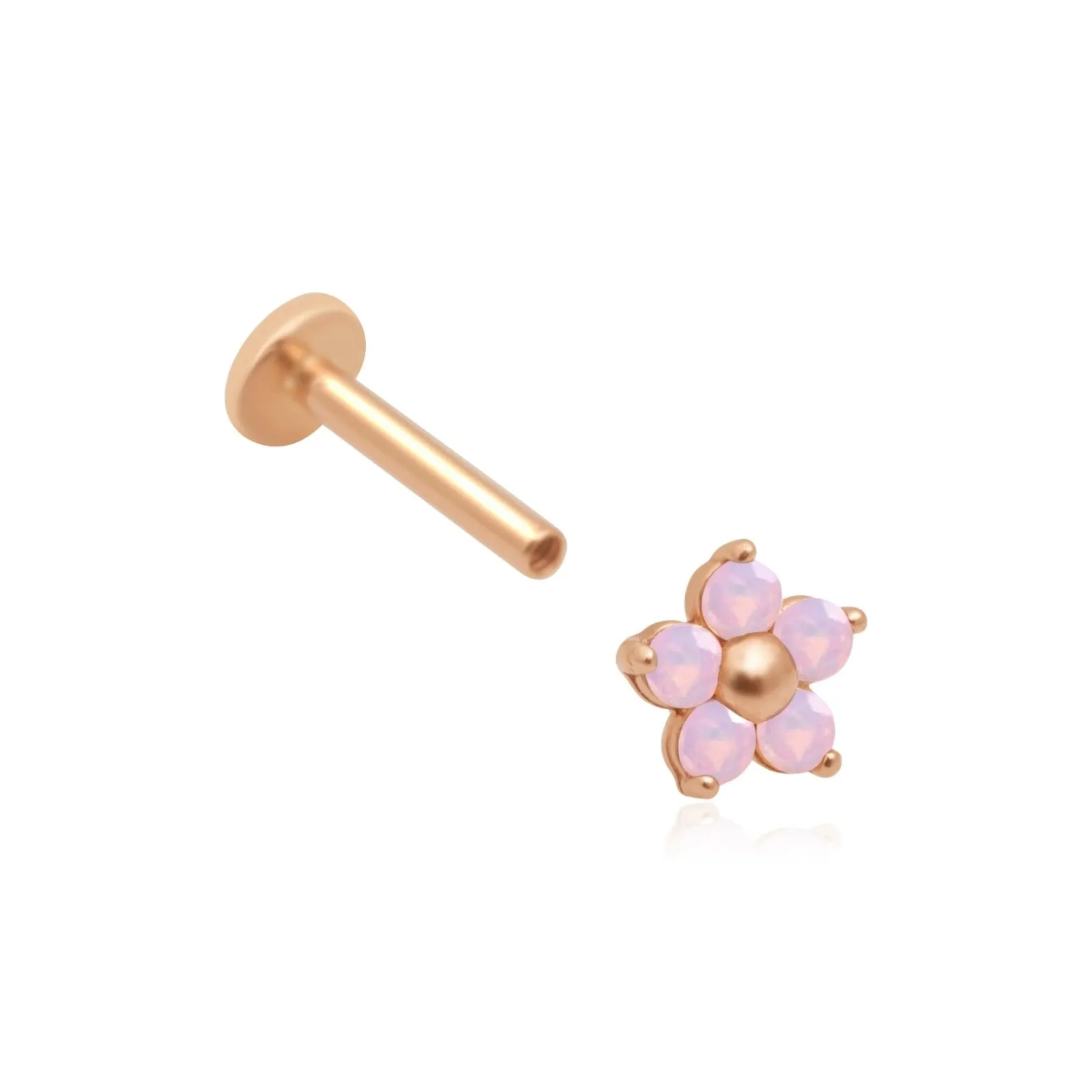 Pink Opal Flower Flat Stud