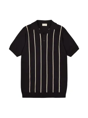 Pinstripe Polo - Black/Cream