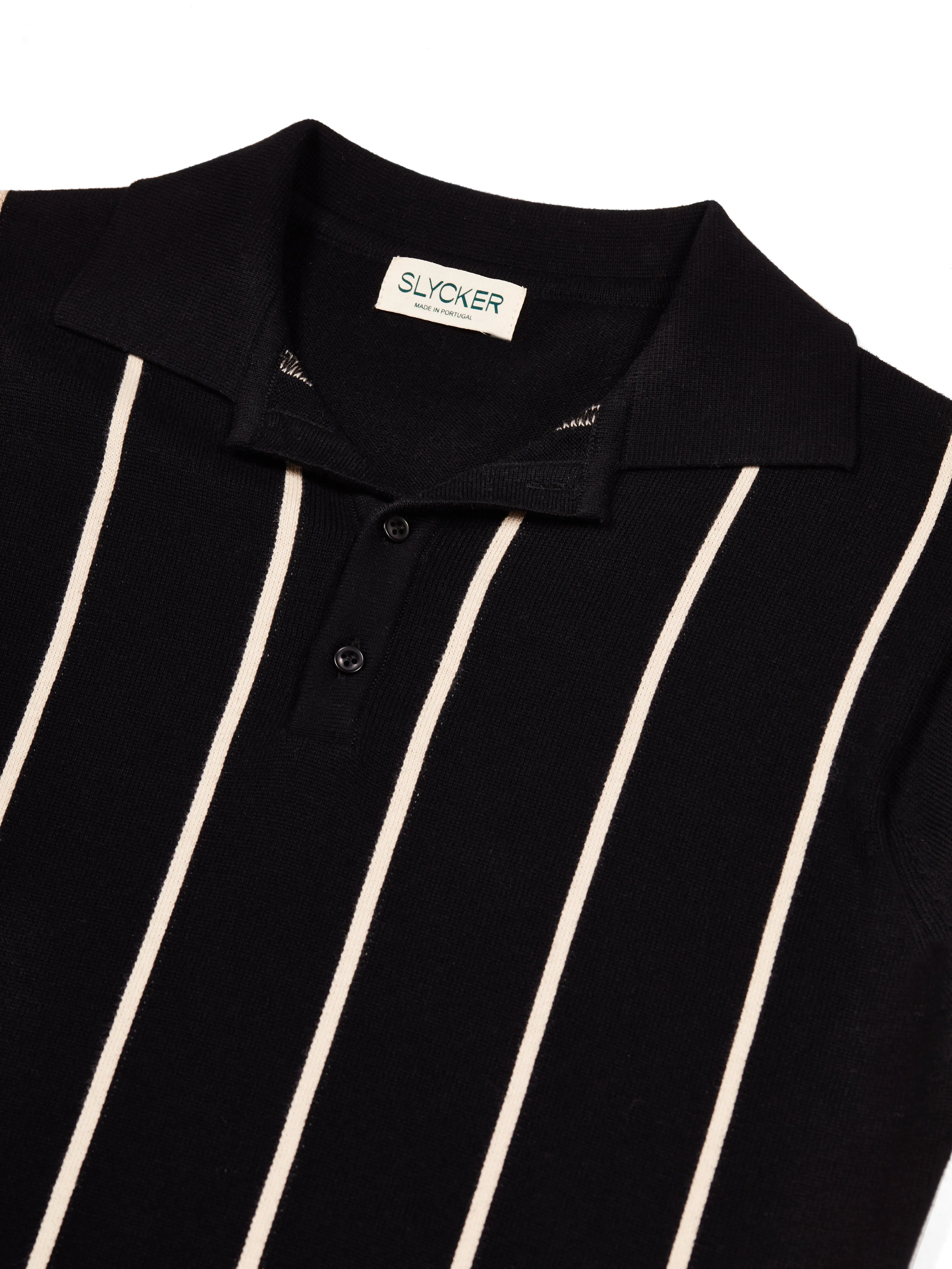 Pinstripe Polo - Black/Cream