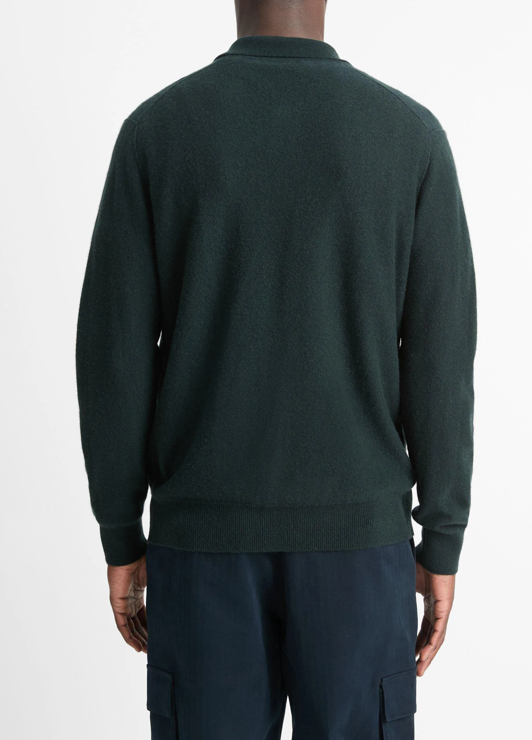 Plush Cashmere Johnny-Collar Polo