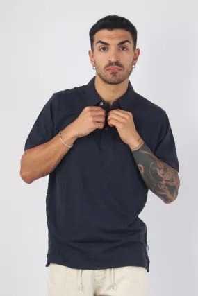 Navy Fiammata Polo Shirt