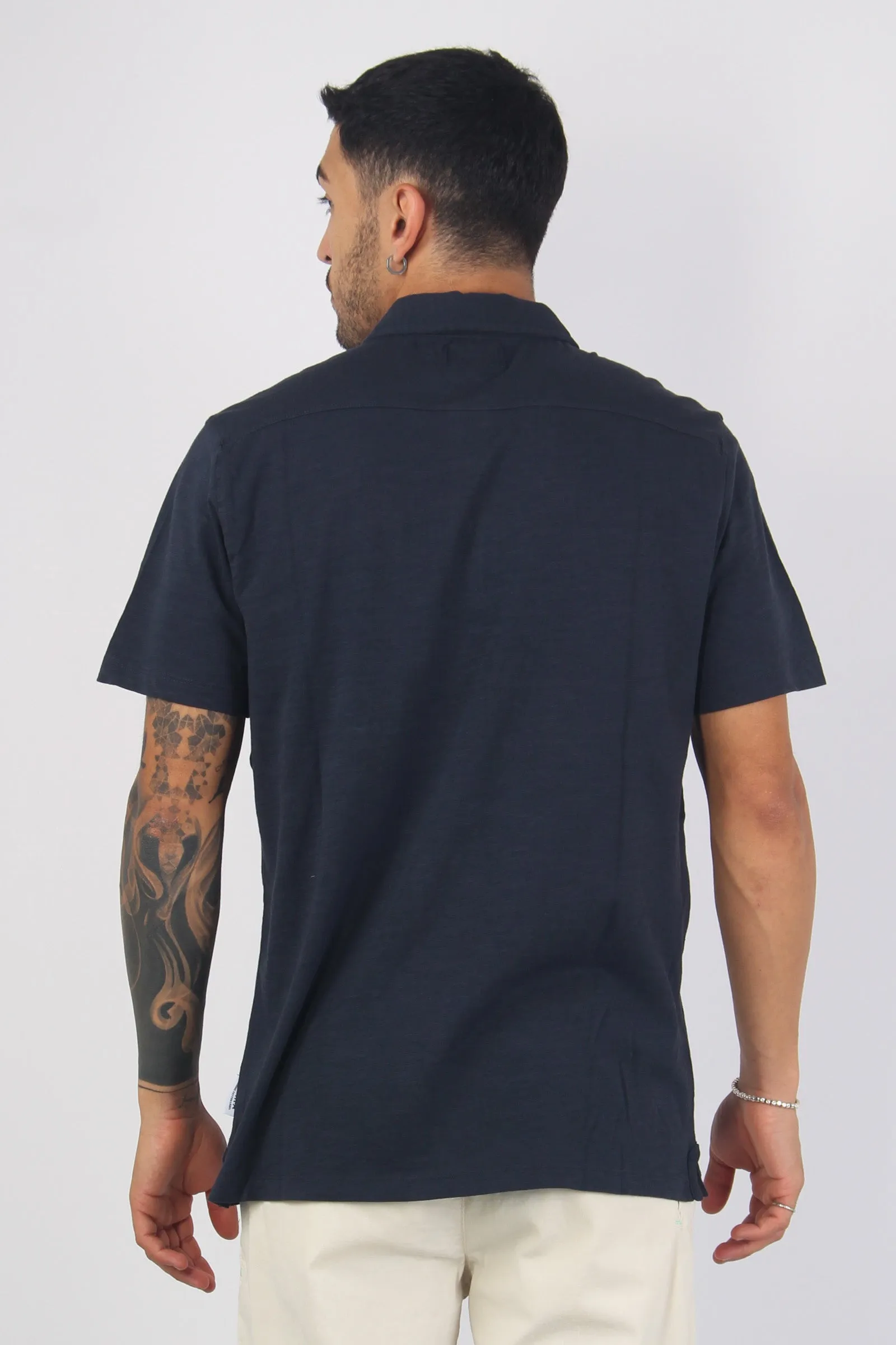 Navy Fiammata Polo Shirt