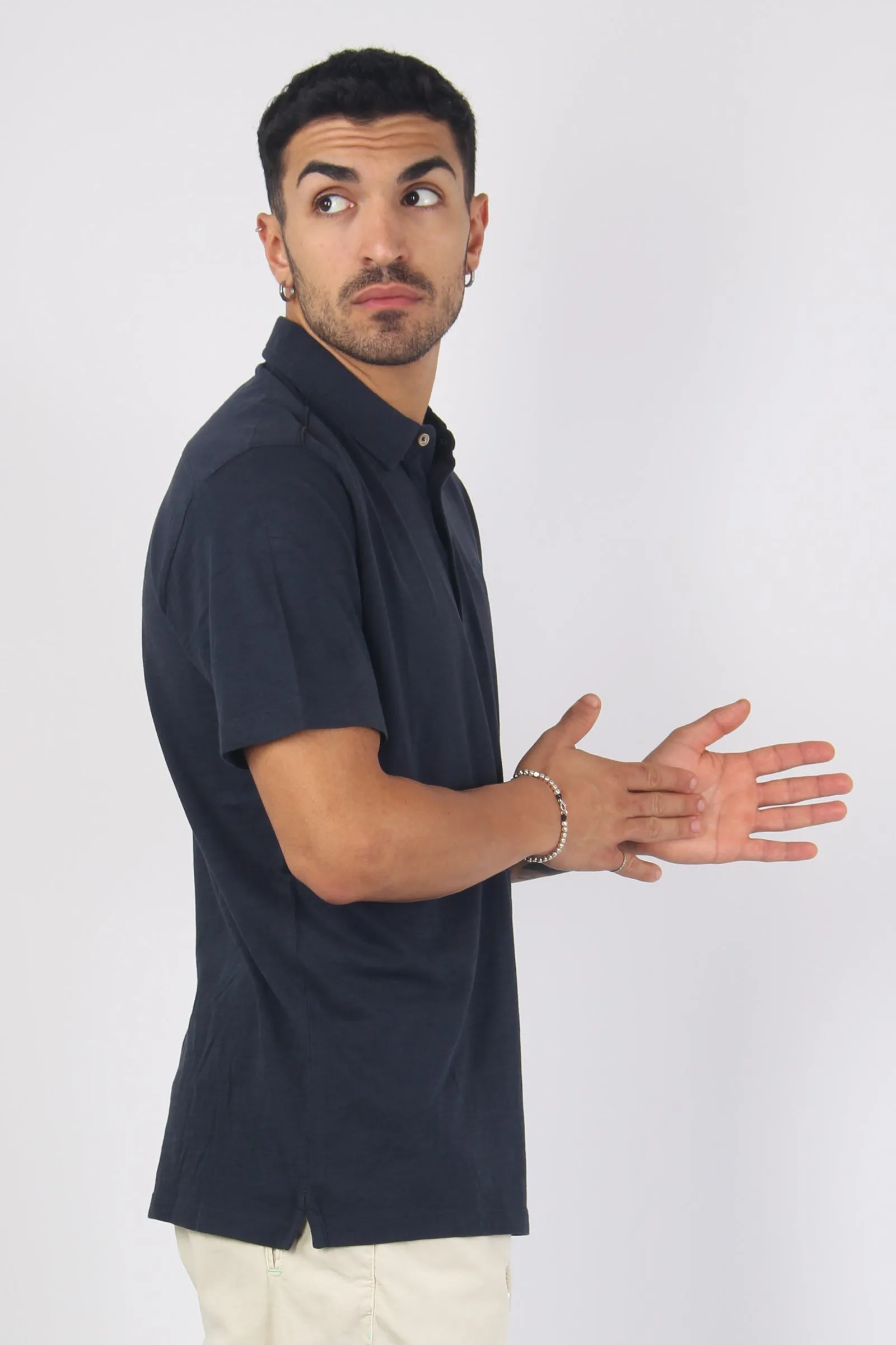 Navy Fiammata Polo Shirt