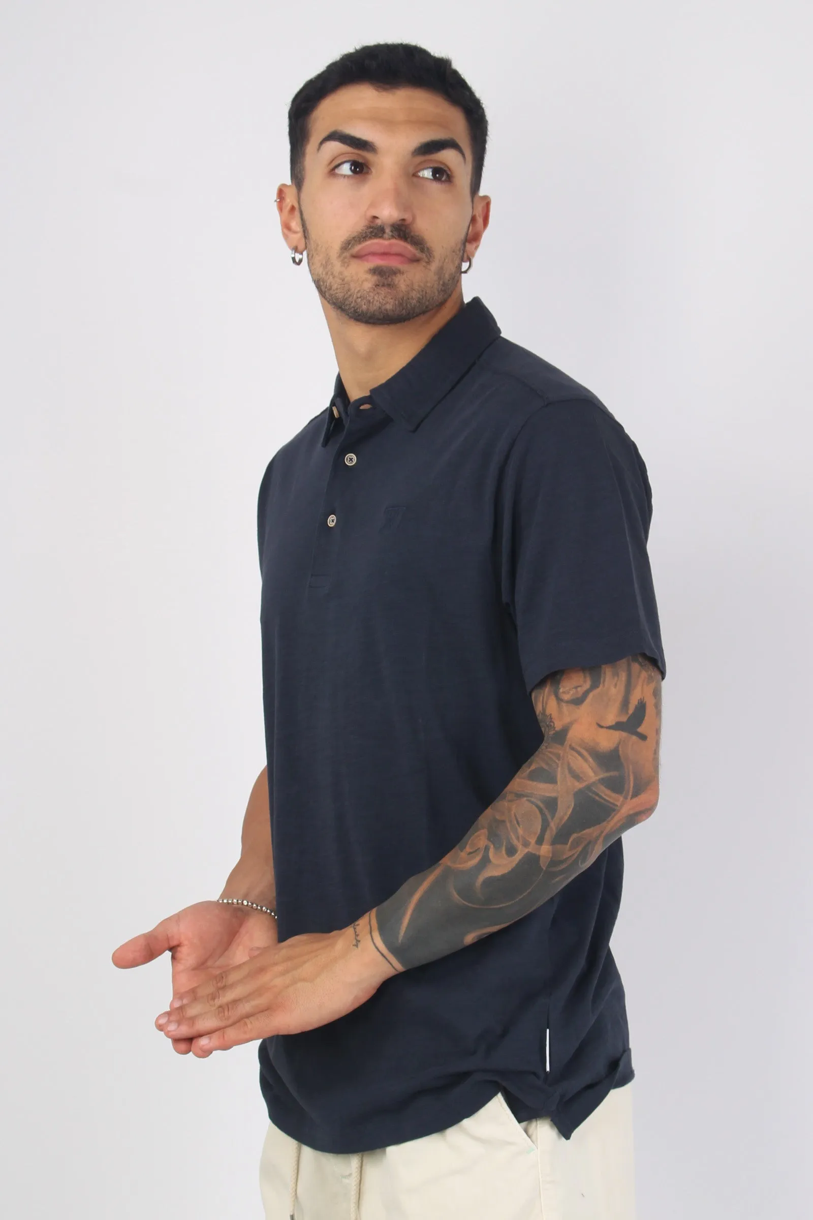 Navy Fiammata Polo Shirt