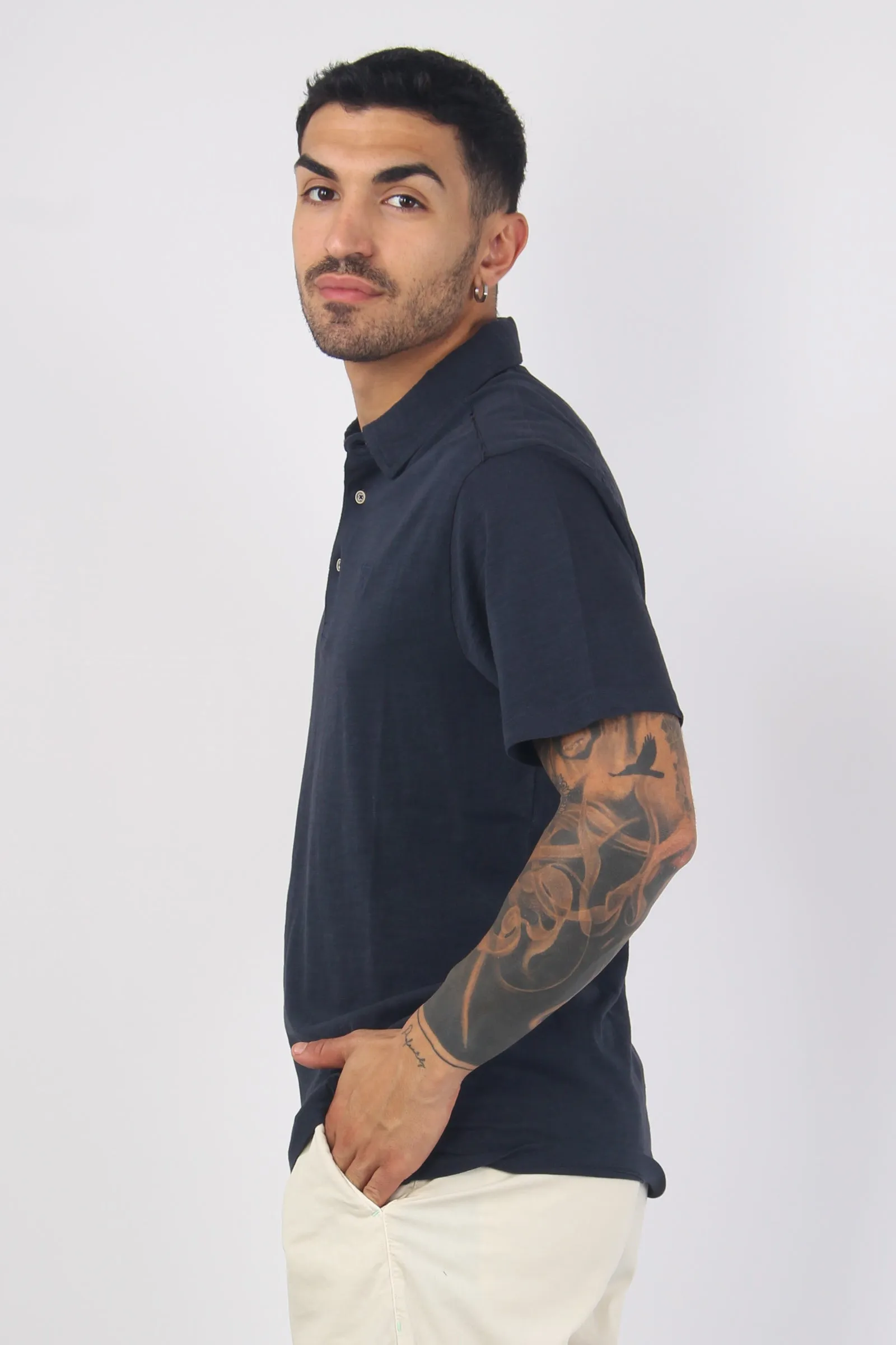 Navy Fiammata Polo Shirt