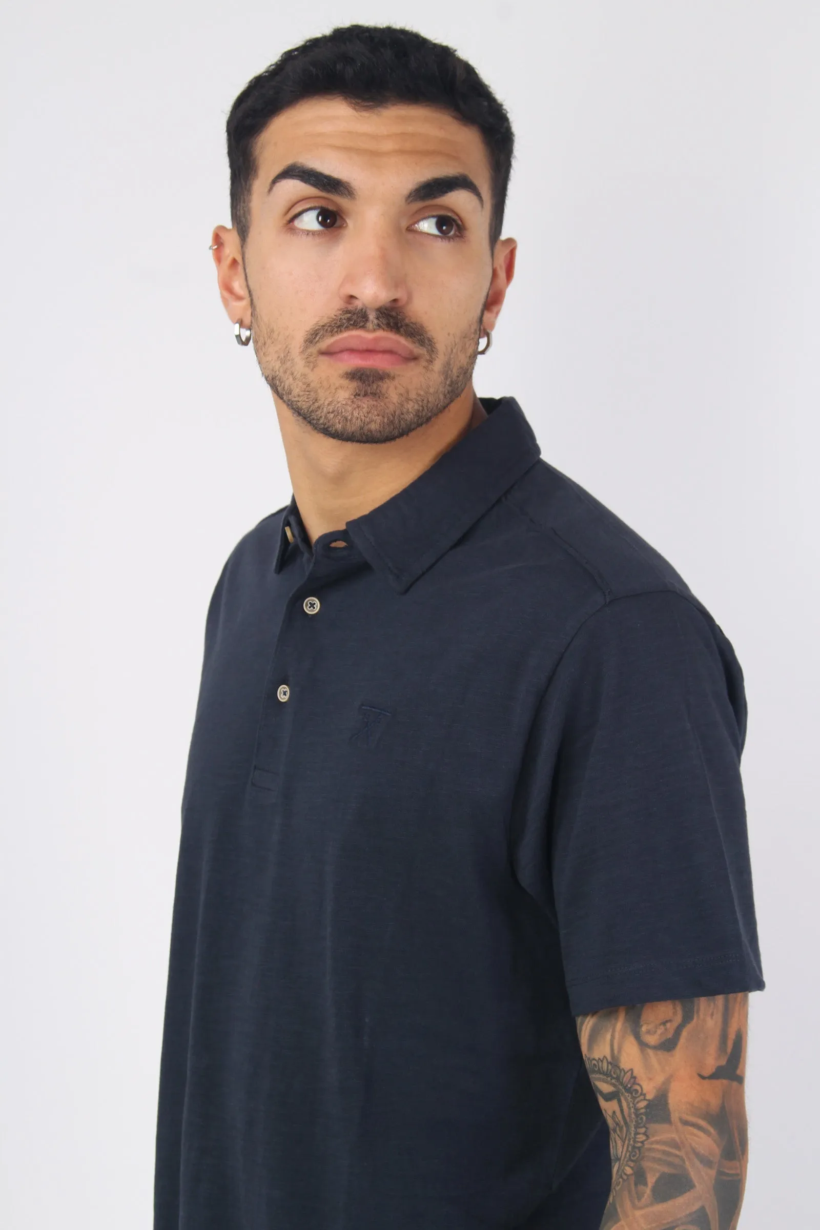 Navy Fiammata Polo Shirt