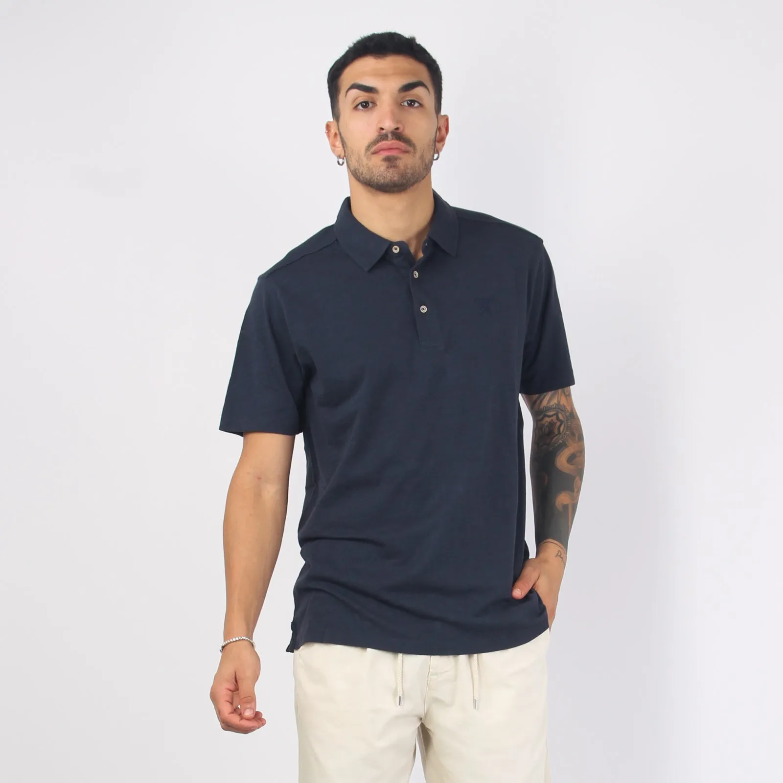 Navy Fiammata Polo Shirt