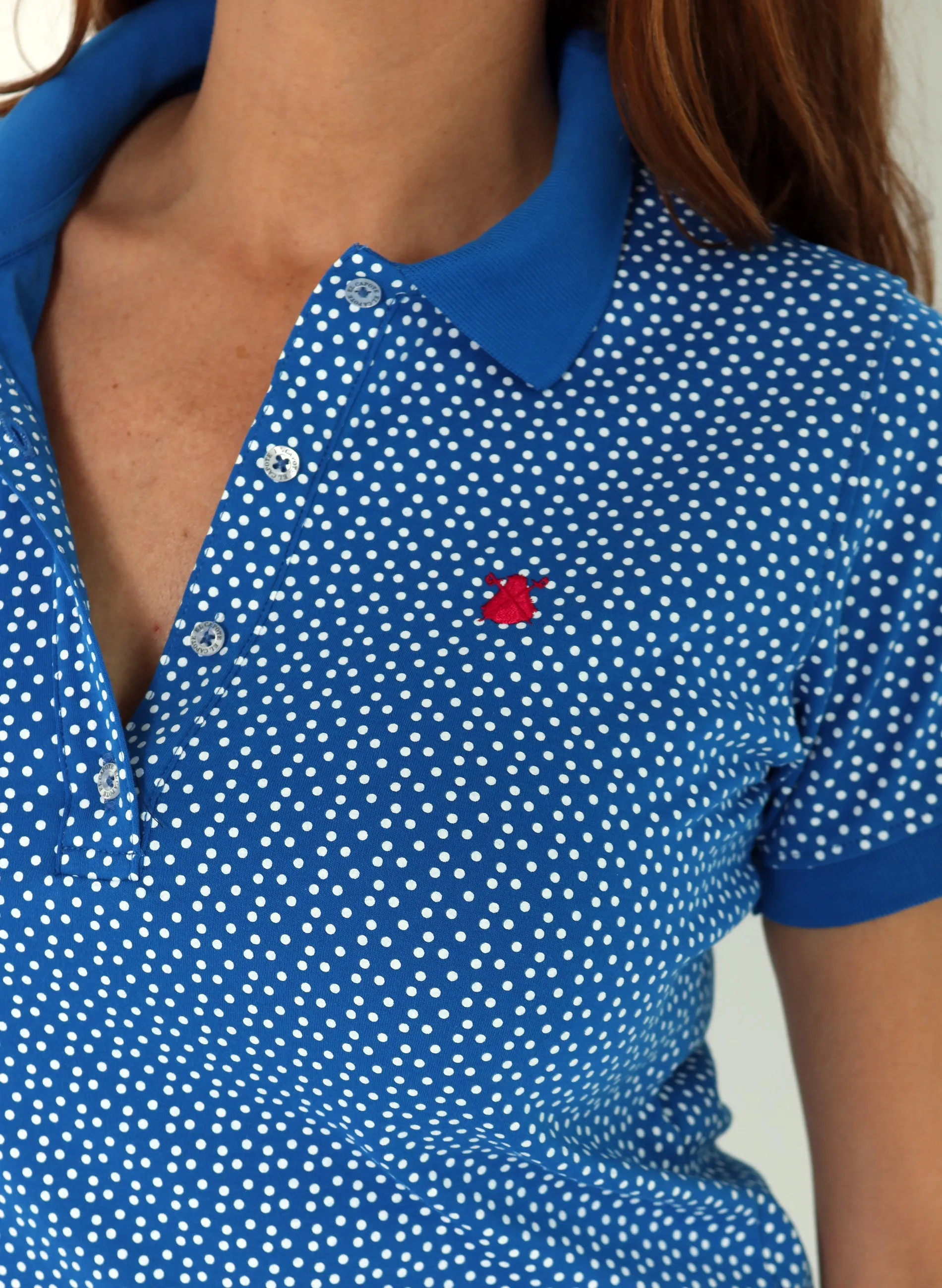 Electric Blue Polka Dot Women's Polo