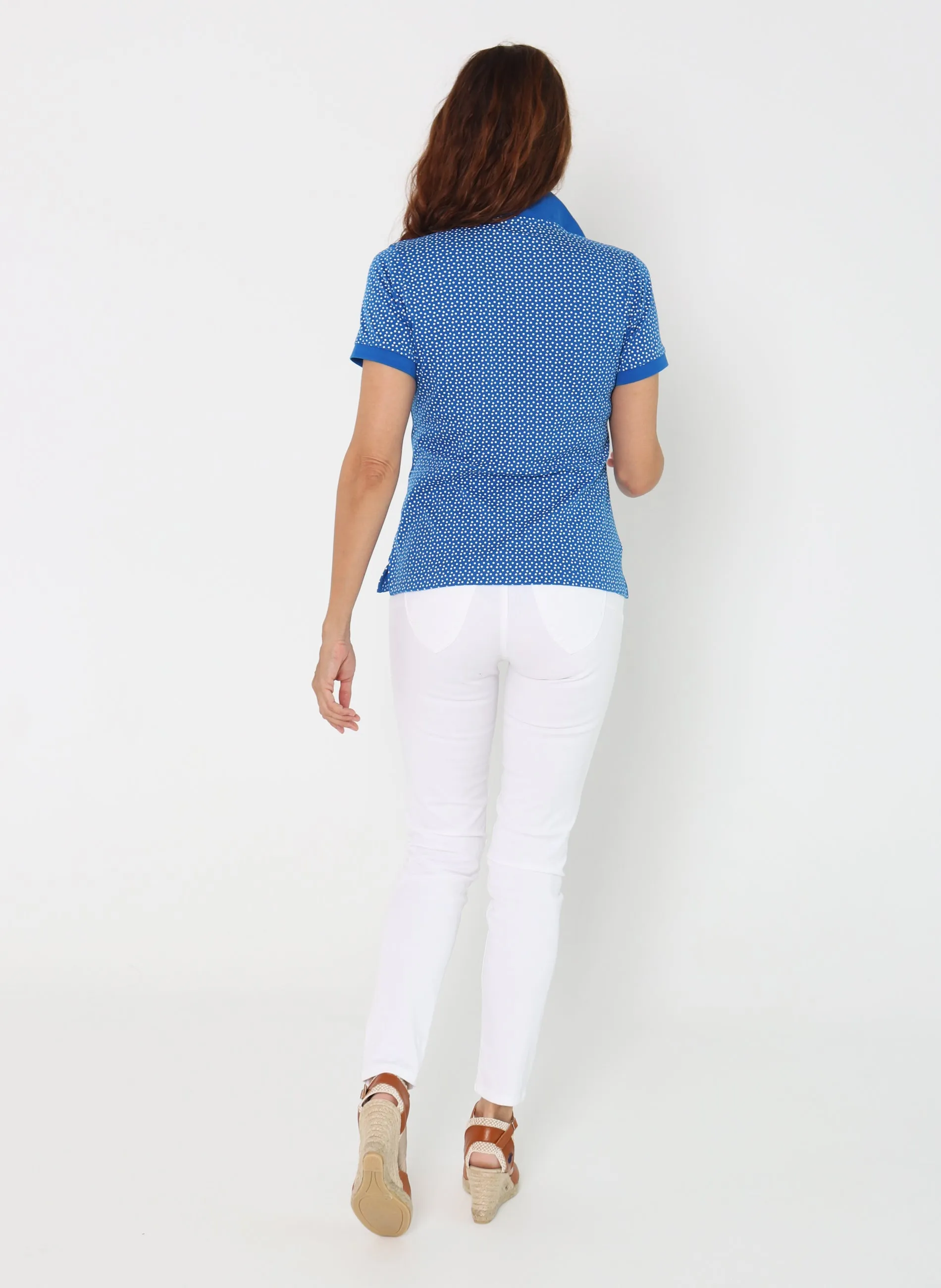 Electric Blue Polka Dot Women's Polo