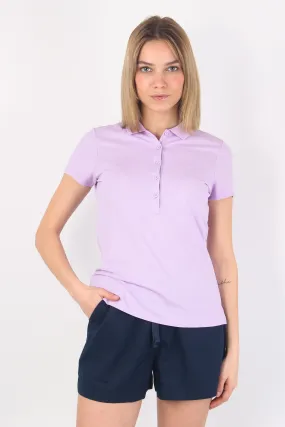 Lurex Logo Polo in Lilac Piquet