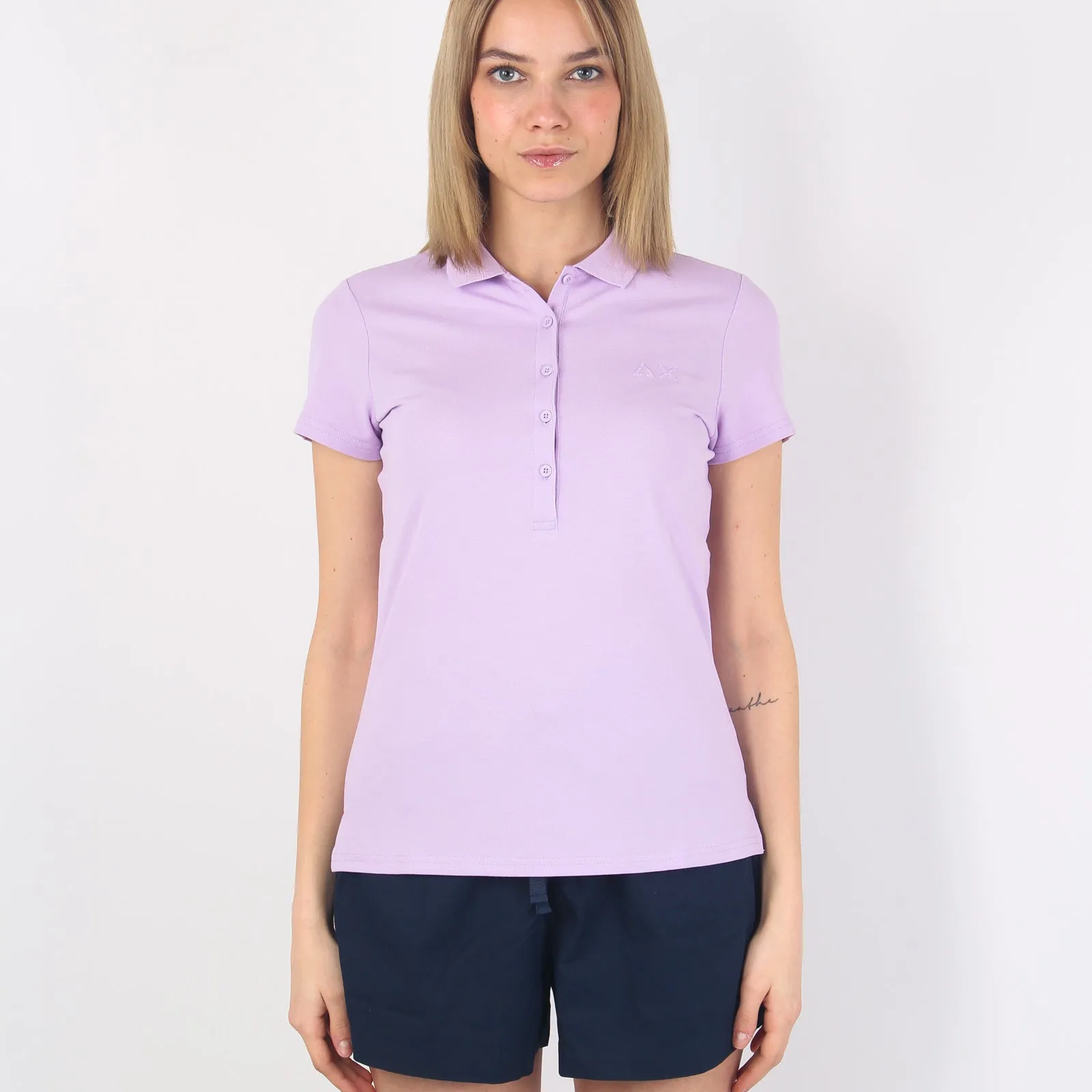 Lurex Logo Polo in Lilac Piquet