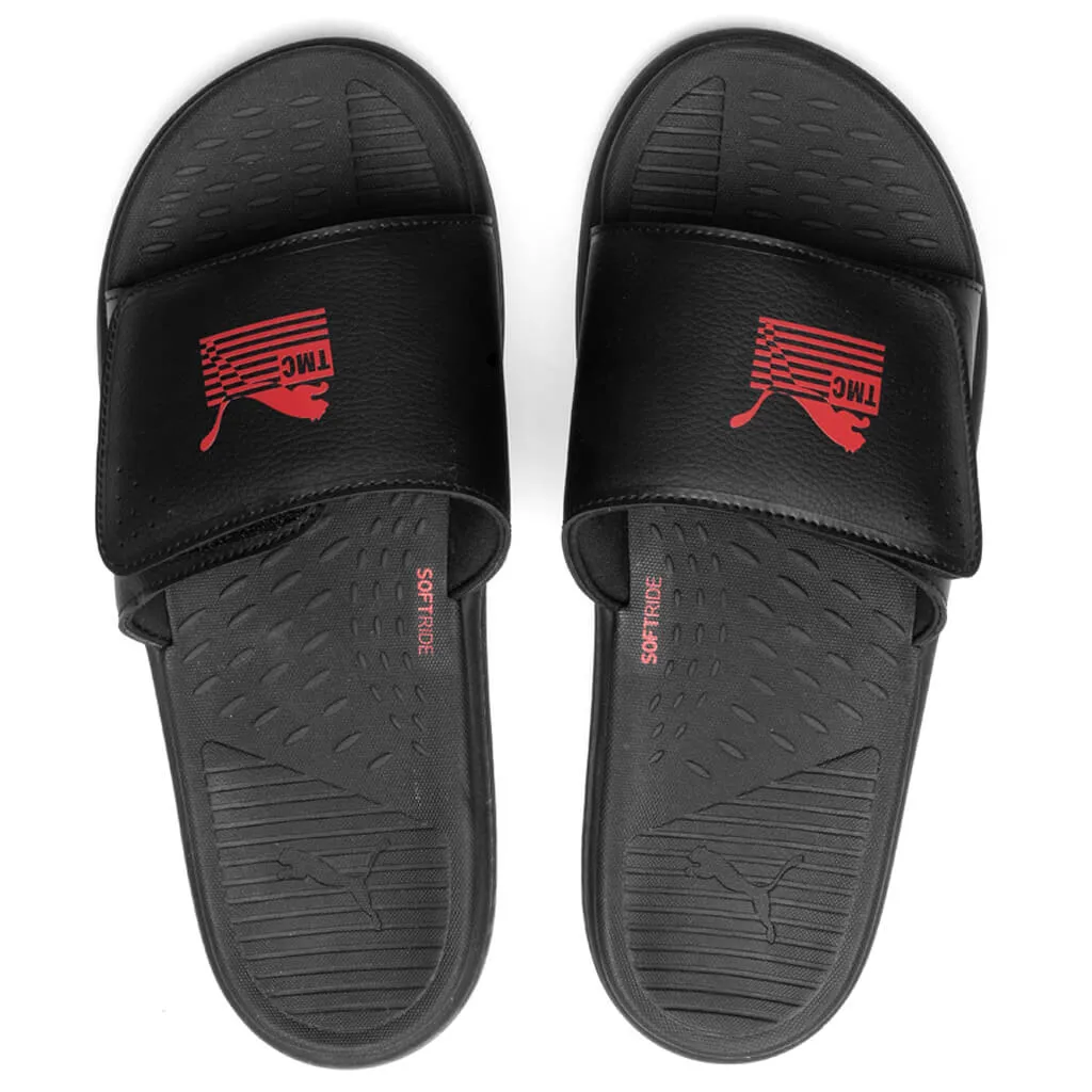 Puma TMC SoftRide Slides Black High Risk Red