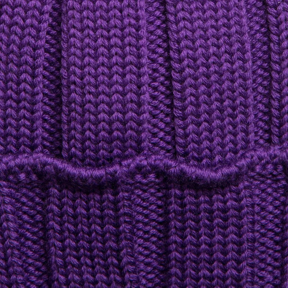 Purple Merino Pom-Pom Hat