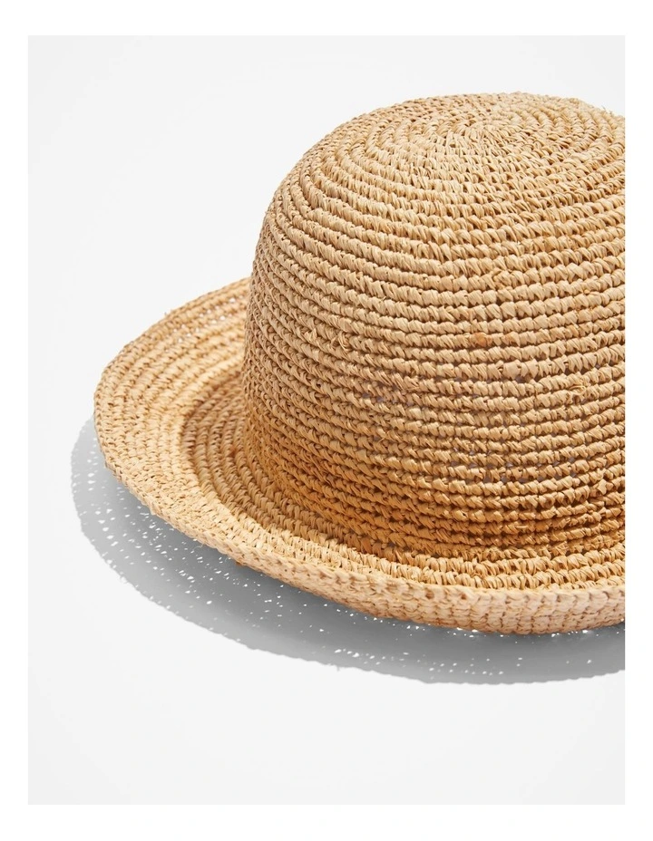 Raffia Bucket Hat in Natural