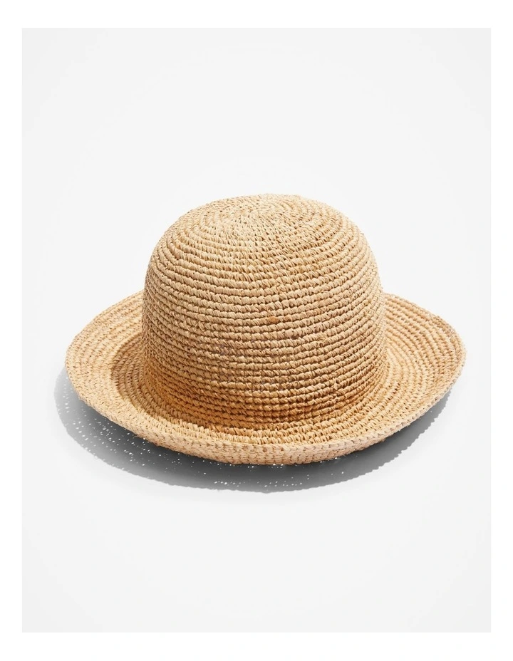 Raffia Bucket Hat in Natural