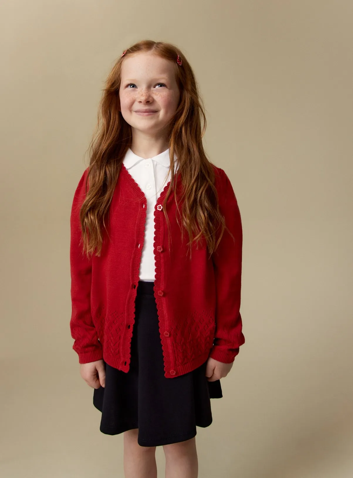 Red Pointelle Knit Cardigan for 7-Year-Old | Jumpers & Cardigans | Tu – Shop Now!