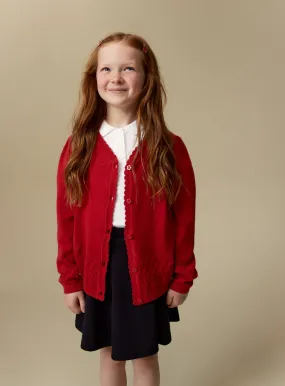 Red Pointelle Knit Cardigan for 7-Year-Old | Jumpers & Cardigans | Tu – Shop Now!