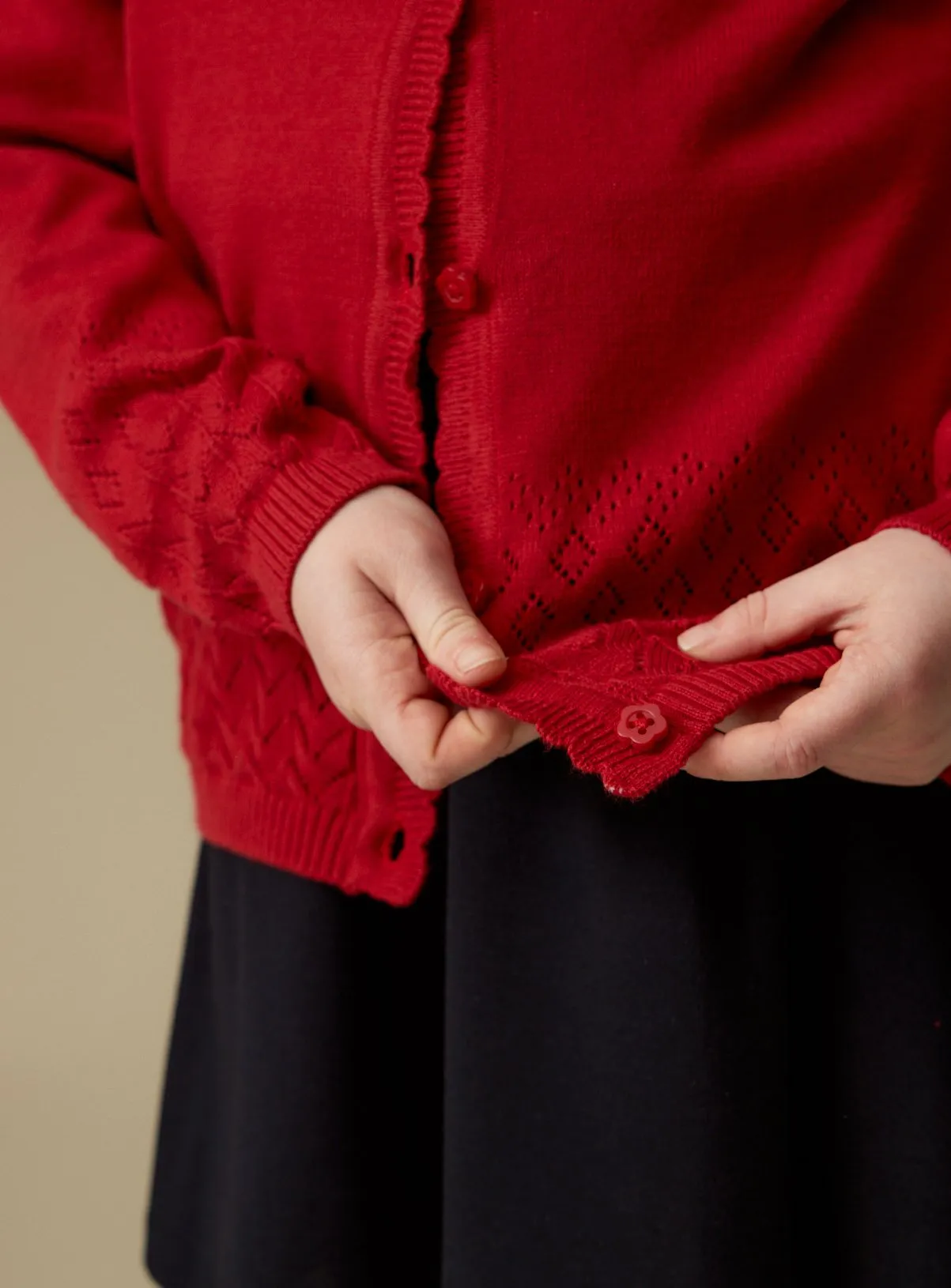 Red Pointelle Knit Cardigan for 7-Year-Old | Jumpers & Cardigans | Tu – Shop Now!