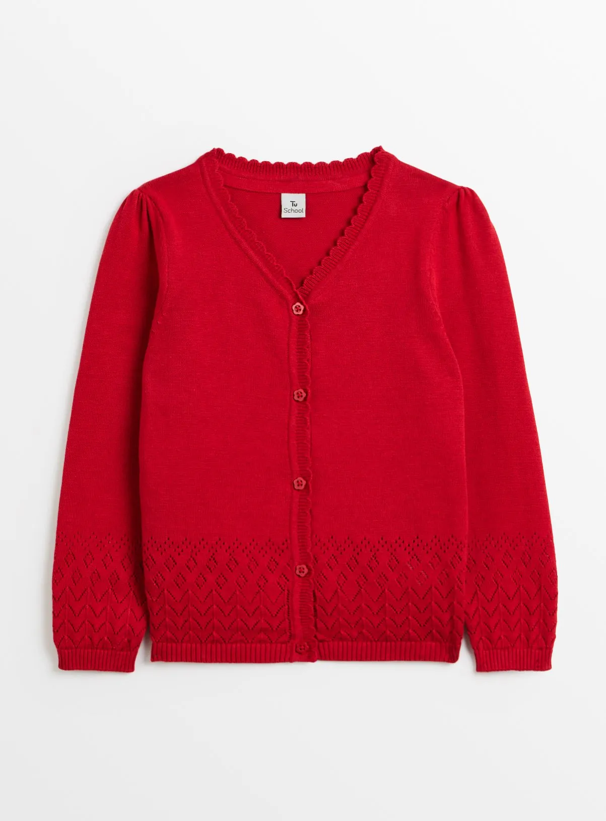 Red Pointelle Knit Cardigan for 7-Year-Old | Jumpers & Cardigans | Tu – Shop Now!