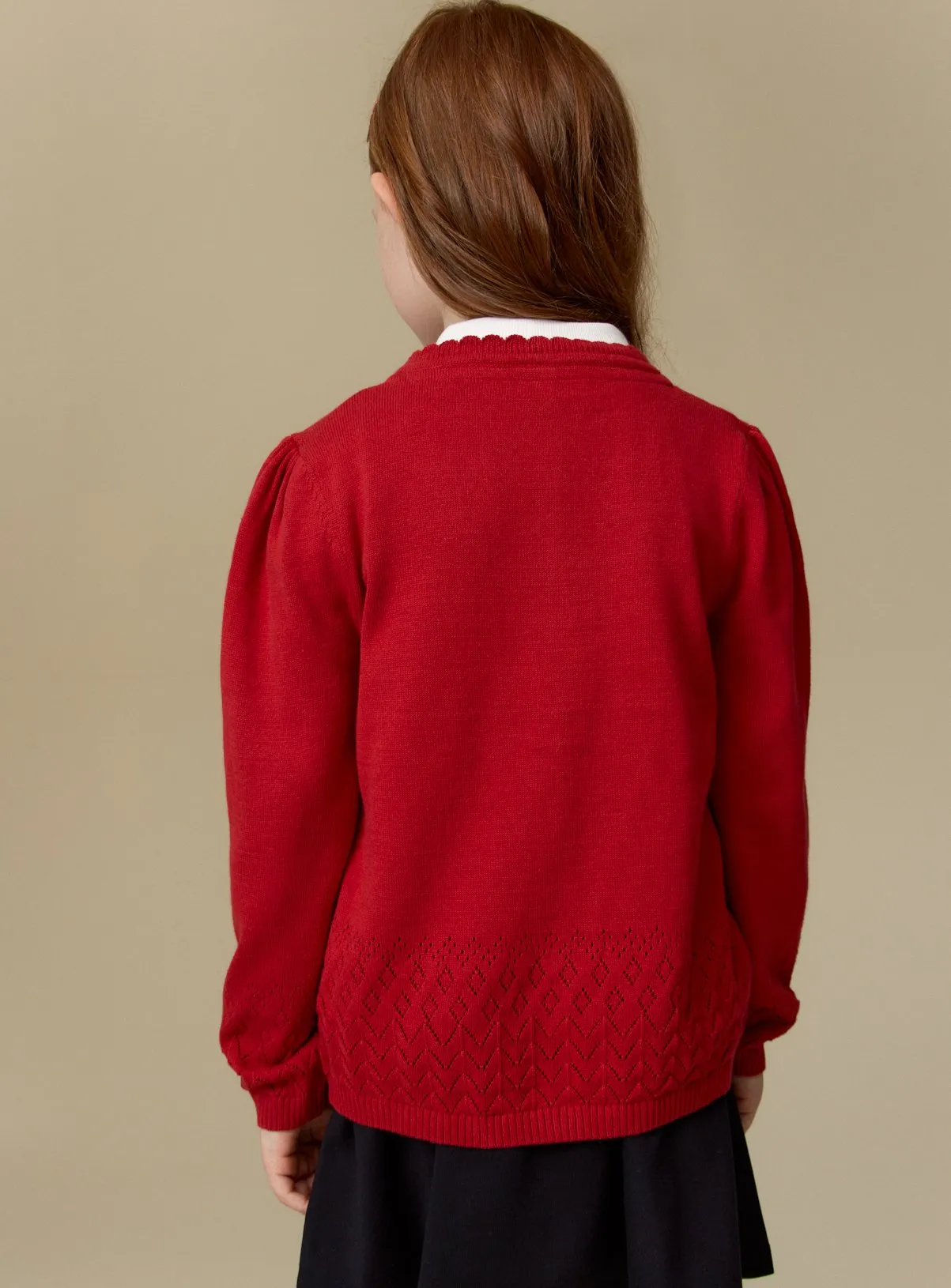 Red Pointelle Knit Cardigan for 7-Year-Old | Jumpers & Cardigans | Tu – Shop Now!