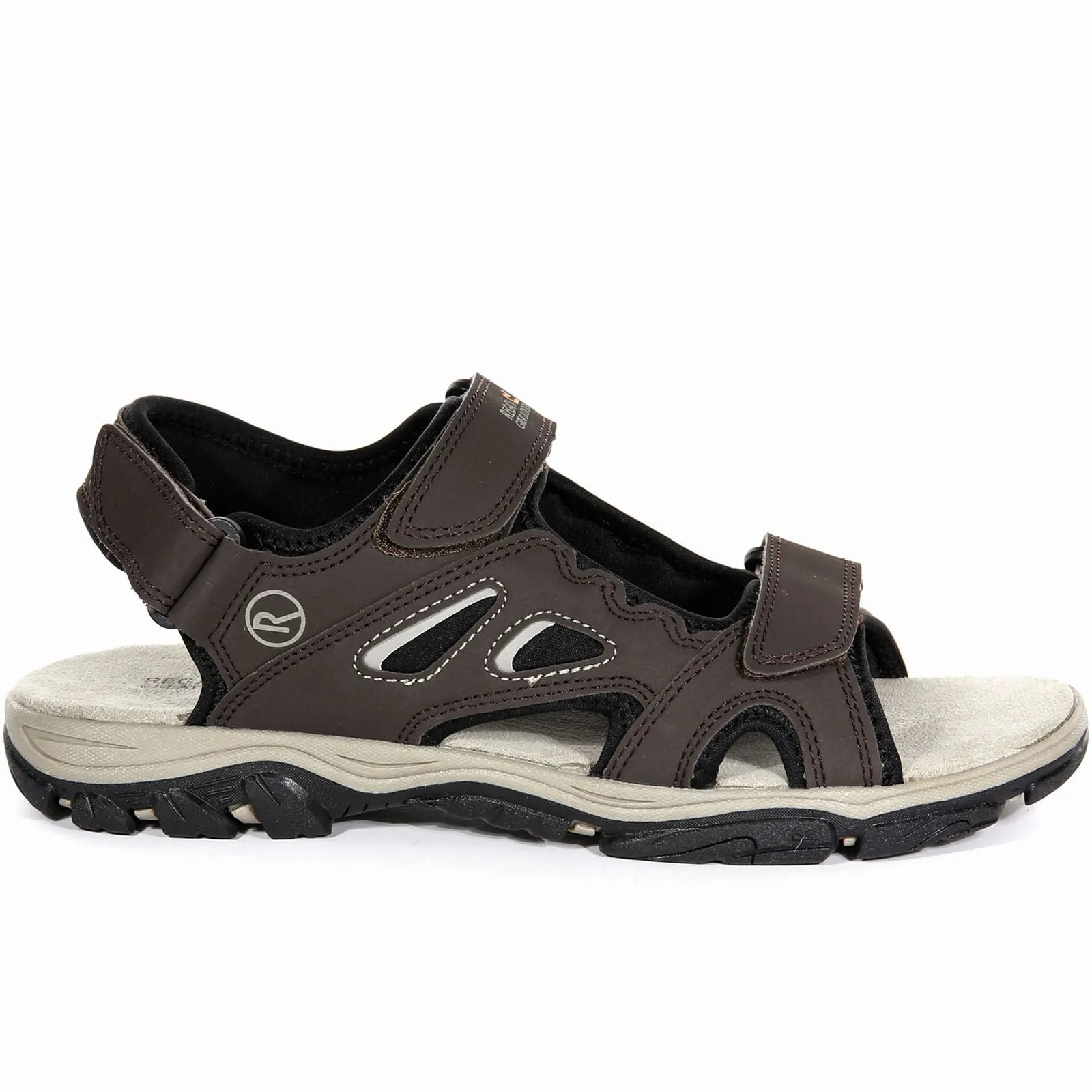 Regatta Mens Holcombe Vent Strappy Hook & Loop Walking Sandals - Peat Parchment