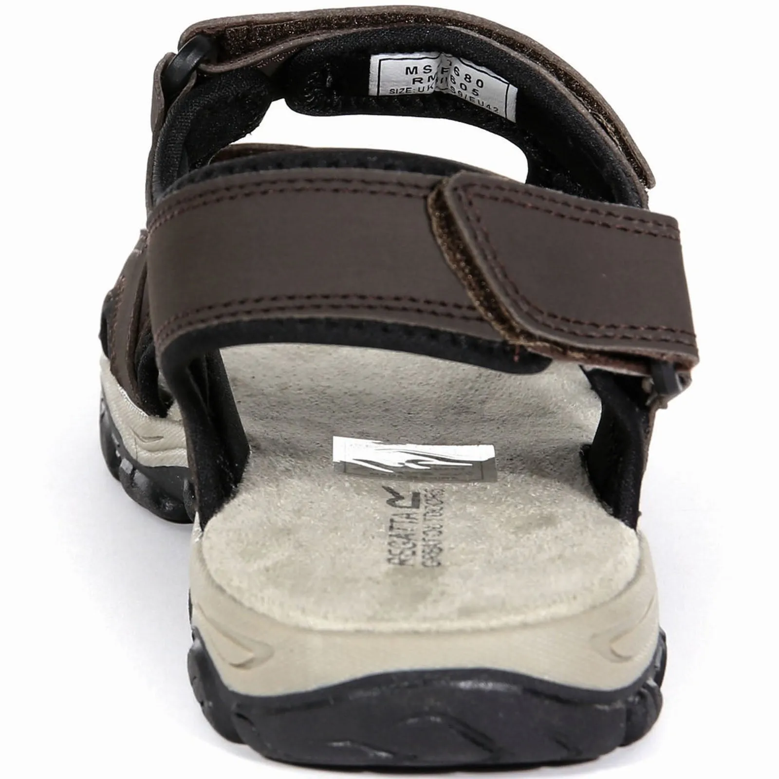 Regatta Mens Holcombe Vent Strappy Hook & Loop Walking Sandals - Peat Parchment