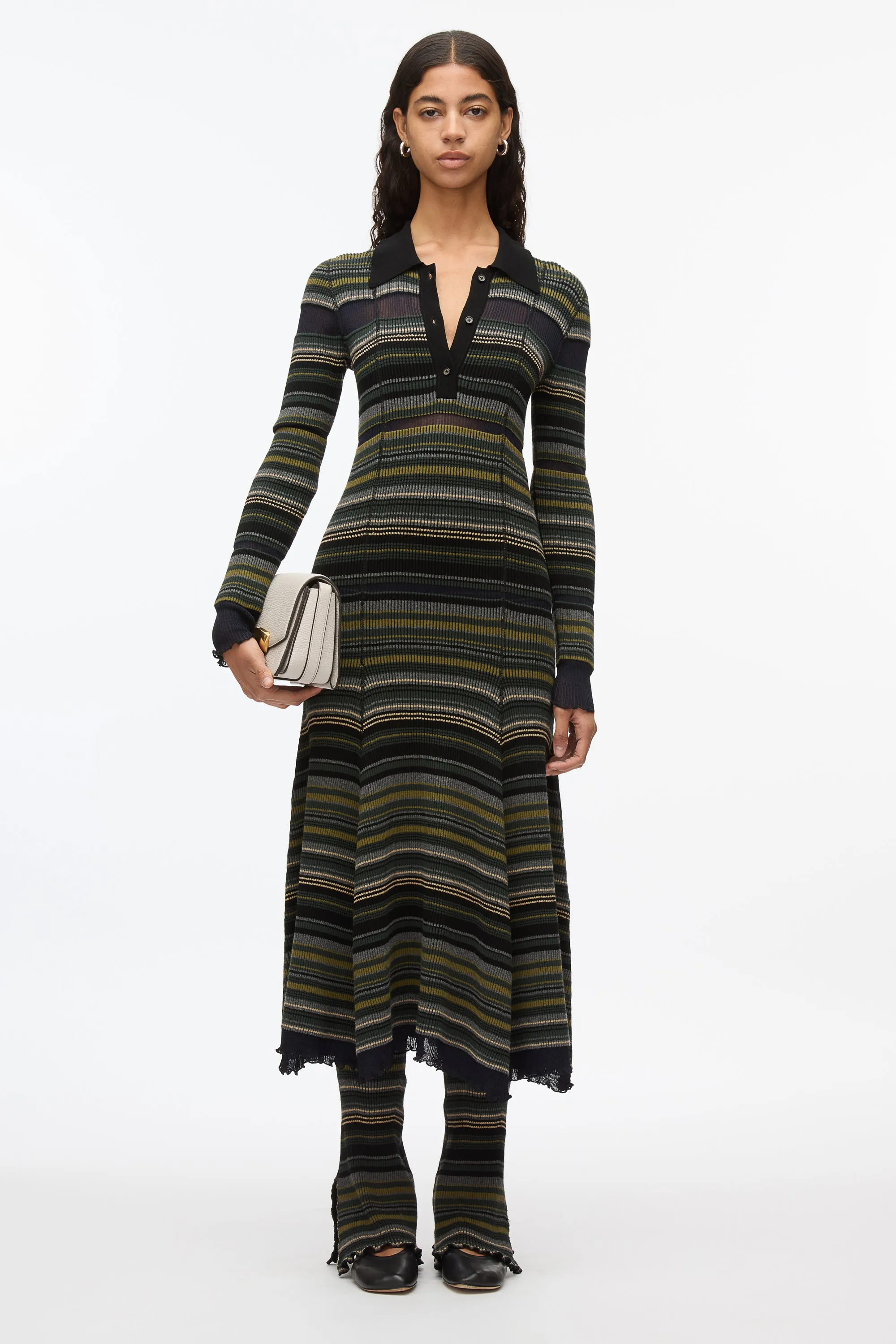 Reversible Stripe Knit Polo Dress