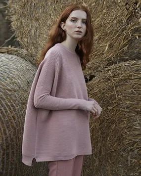 Ribbed Knit Jumper in Rose Pink