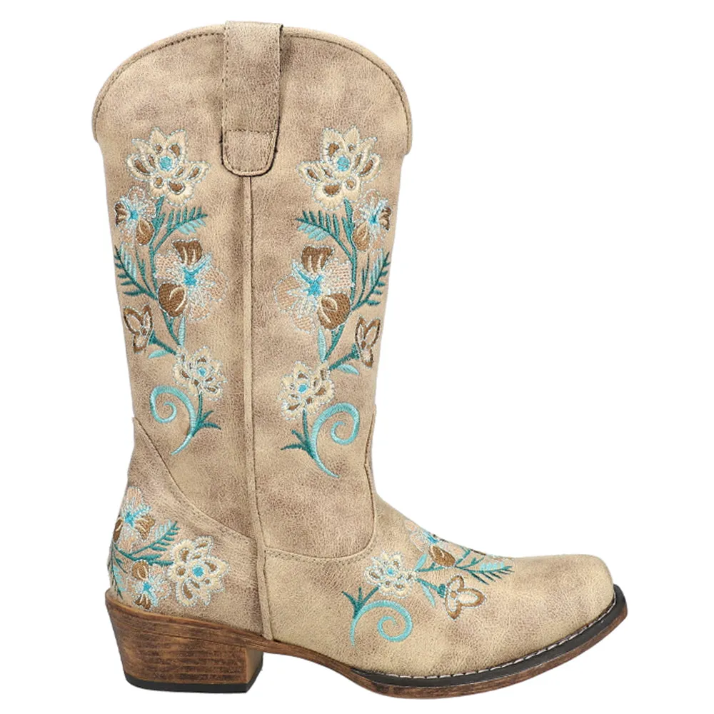 Riley Floral Embroidery Snip Toe Cowboy Boots