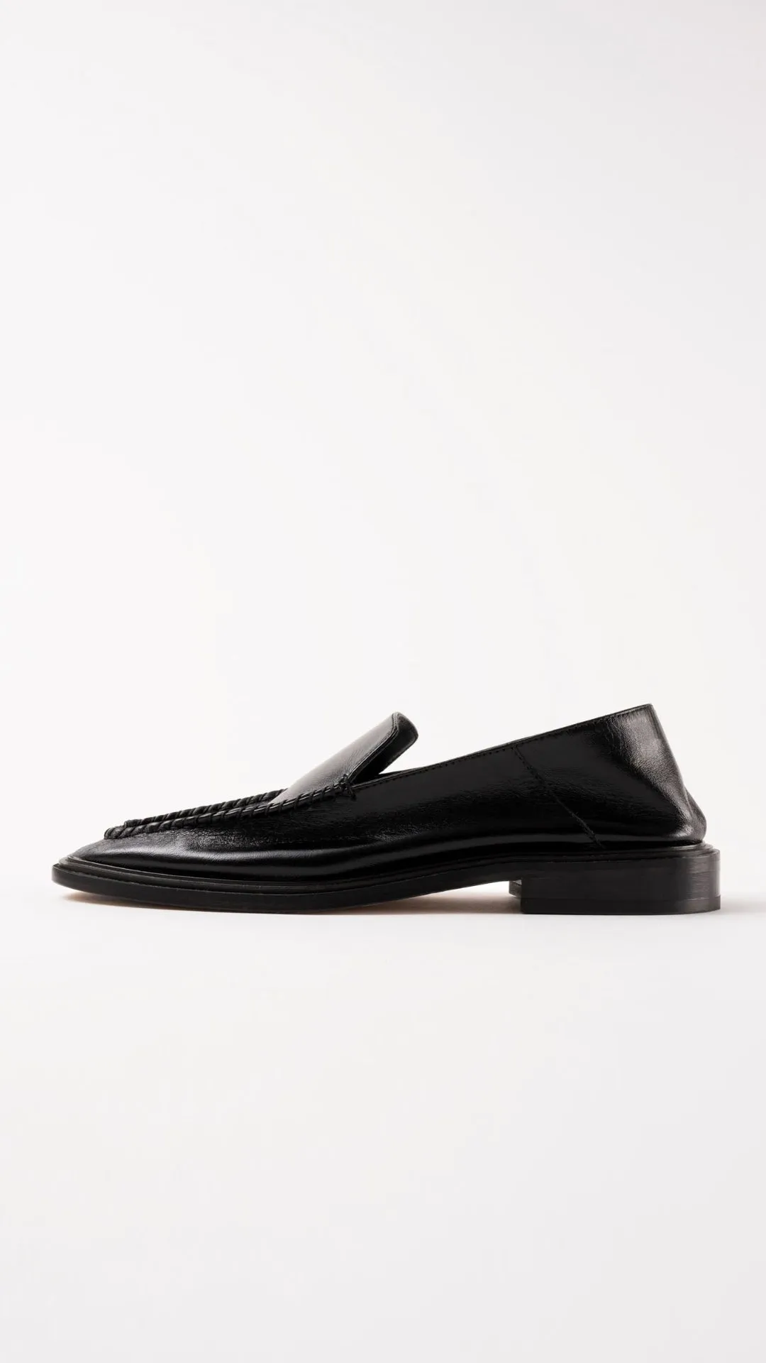 RIO - Black Polished Leather Flat Mules