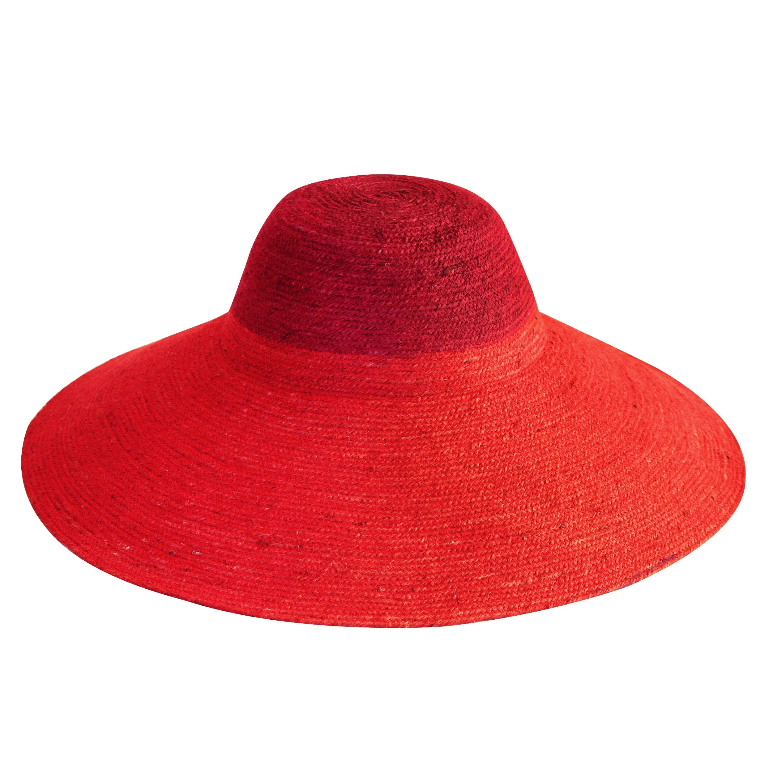 Maroon & Red Jute Straw Hat by RIRI DUO