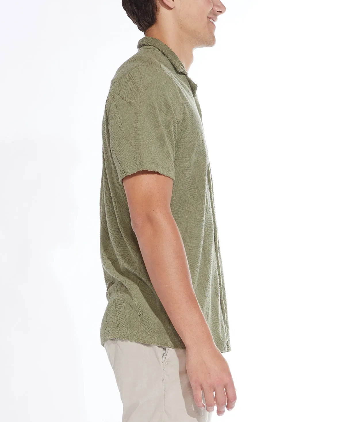 Rivera Olive Resort Shirt with Knit Pocket