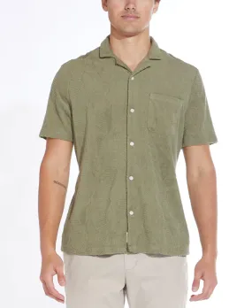 Rivera Olive Resort Shirt with Knit Pocket