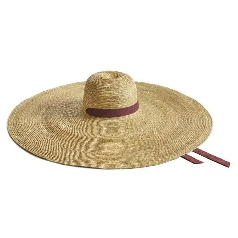 --Rossella Bordeaux Ribbon Straw Hat-