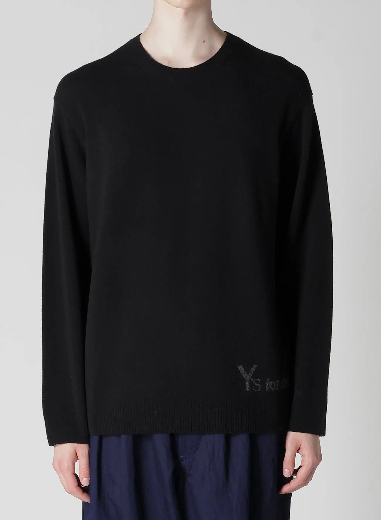 ROUND NECK INTARSIA KNIT WITH Y's for men LOGO