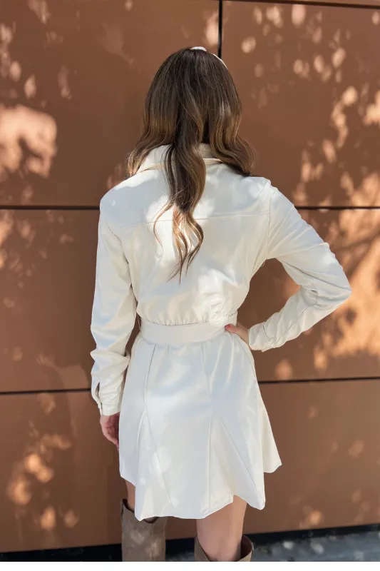 Sabrina Belted Cream Dress