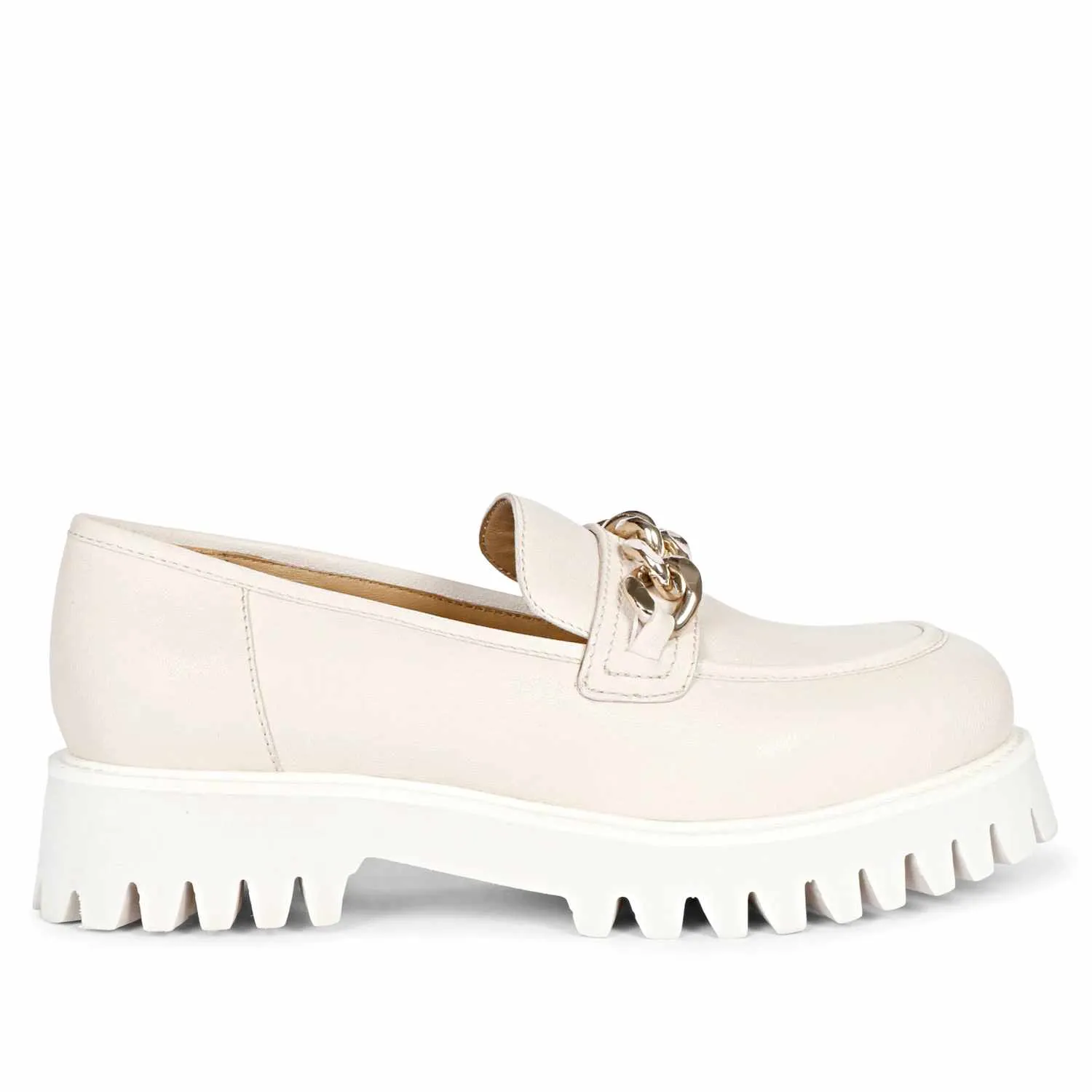 Saint Clara Offwhite Leather Moccasins