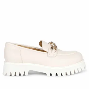 Saint Clara Offwhite Leather Moccasins