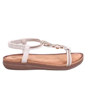 Sandals decorated with Isabey Beige zircons