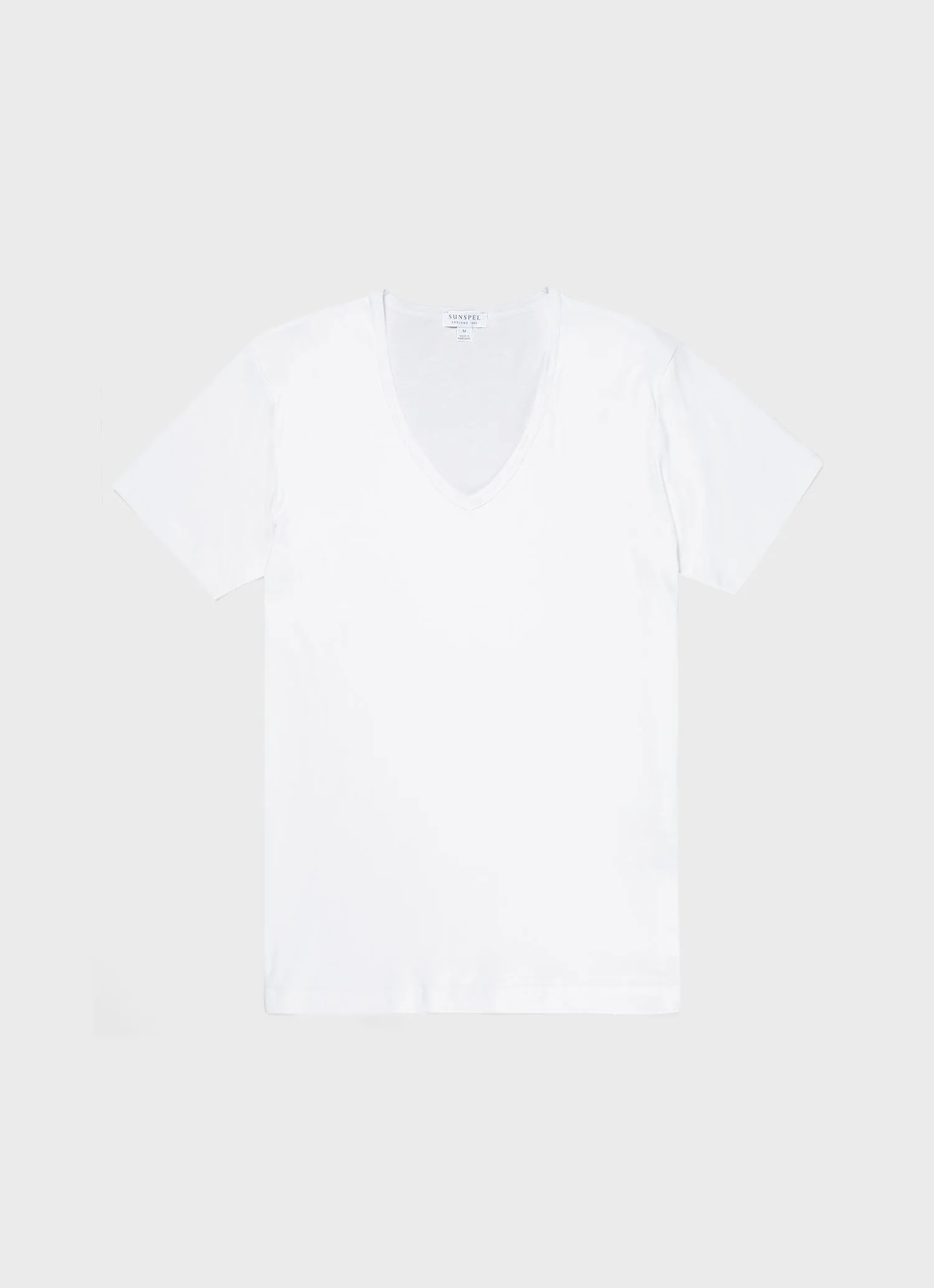 Sea Island Cotton V-neck T-shirt for Men in White