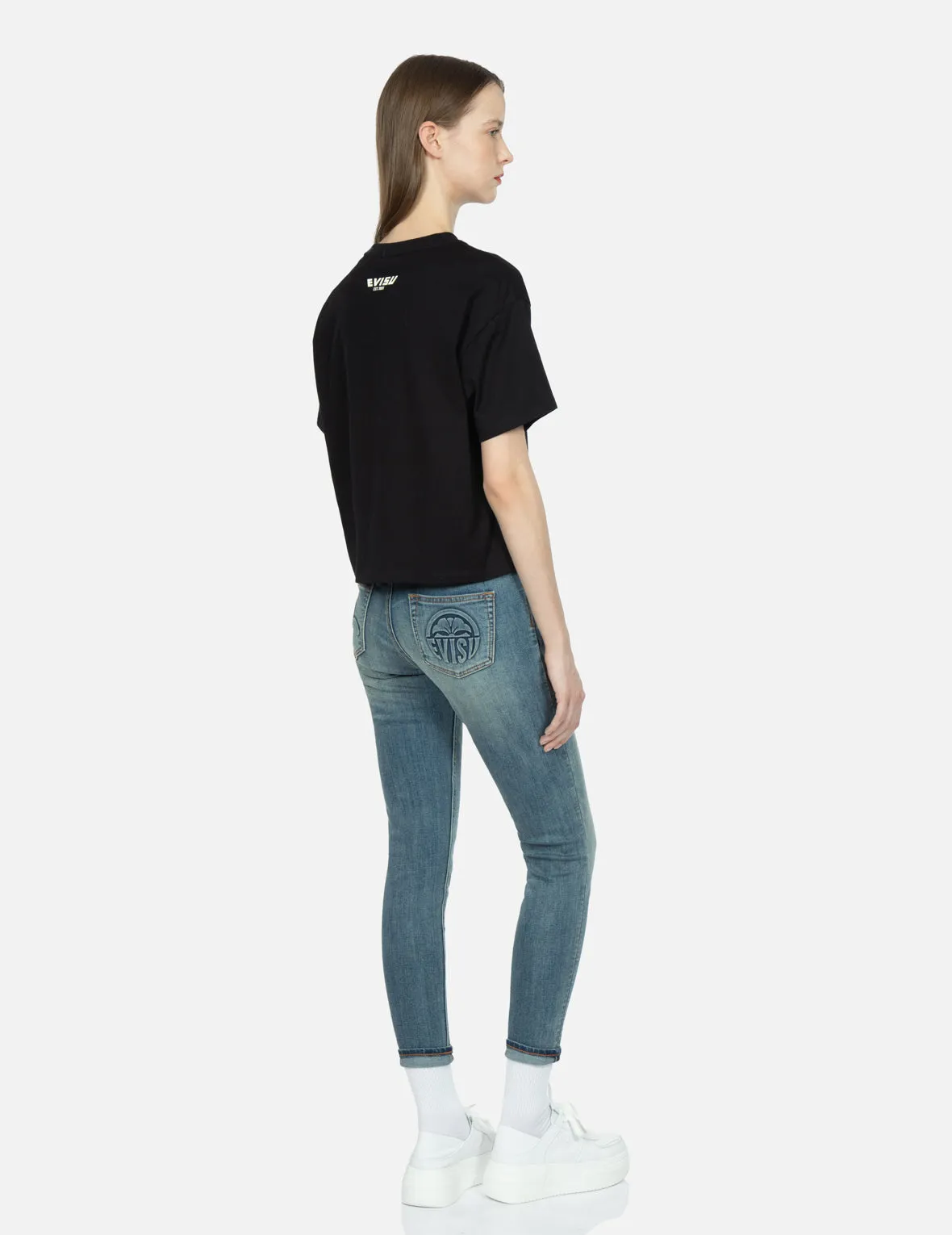 Seagull and Kamon Embossed Skinny Jeans