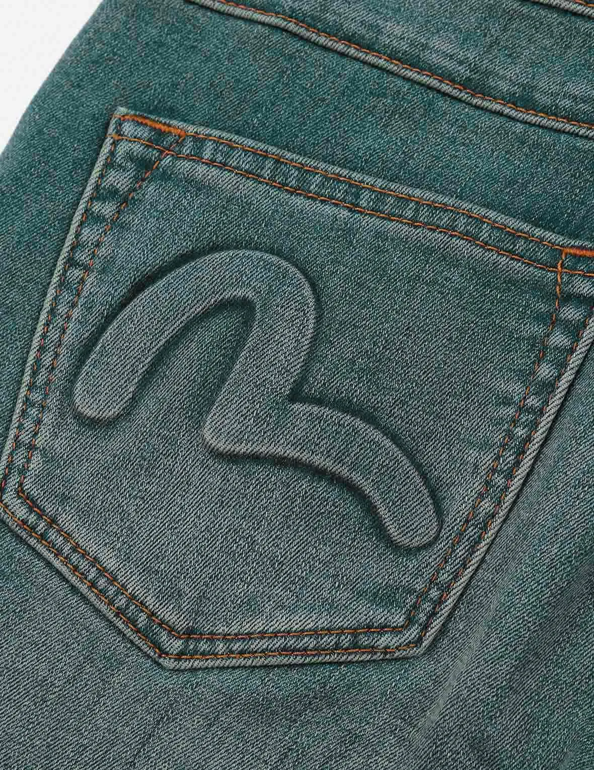 Seagull and Kamon Embossed Skinny Jeans