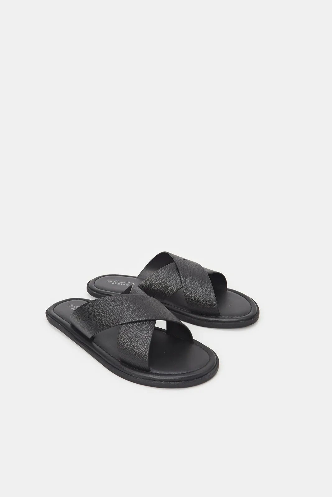 Senior Boys Black Textured Slides